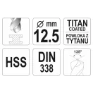 YATO Schneckenbohrer 12,5 x 151/101 mm HSS-TiN