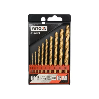 YATO Spiralbohrer-Set 10-teilig 1-10 mm HSS-TiN