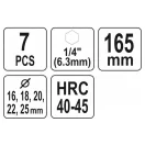 YATO Holzbohrer-Set 7-teilig Bit-Aufnahme (16-18-20-22-25 mm) 165 mm