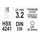 YATO Spiralbohrer 3,2 x 85/36 mm HSS-TiN Bit-Aufnahme