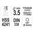 YATO Schlangenbohrer 3,5 x 90/39 mm HSS-TiN Bit-Spannfutter
