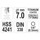 YATO Schneckenbohrer 7,0 x 109/69 mm HSS-TiN Bit-gefüttert