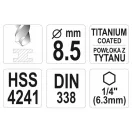 YATO Spiralbohrer 8,5 x 117/75 mm HSS-TiN mit Bit-Aufnahme