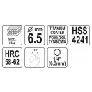 YATO Metallbohrer 6,5 x 89 mm Bitfassung HSS-TiN