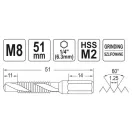 YATO Kombinierter Maschinenbohrer-Gewindebohrer M8 mit Bit-Halterung