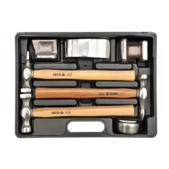   YATO Karosseriehammer und Glätteisen-Set mit 7-teiligem Hickory-Stiel