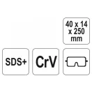 YATO Breitmeißelschaft 40 x 250 mm SDS-Plus