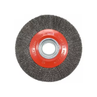 YATO Rundbürste 200 x 32 mm mit Reduzierringen, Edelstahl