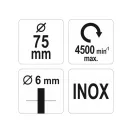 YATO Rundbürste mit Schaft 75 mm Inox