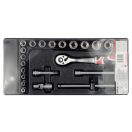 YATO Steckschlüsselsatz 22-teilig 3/8" 6-22 mm CrV (Schubladeneinsatz)