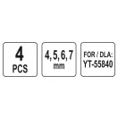 YATO Sandstrahldüsen-Set 4-teilig 4,5,6,7 mm