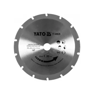 YATO Sägeblatt für Nagelholz 185 x 20 x 2,4 mm / 14T