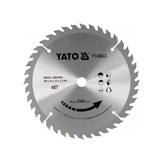 YATO Sägeblatt für Holz 190 x 16 x 2,2 mm / 40T