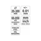 YATO Präzisionsmaßband (+-0,01 mm), Durchmesser 30–300 mm, Umfang 60–950 mm, Edelstahl