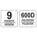 YATO Werkzeugtasche Rohrrahmen mit 9 Taschen