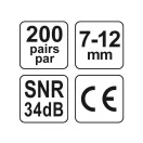 YATO Ohrstöpsel 7-12 mm (200 Paar/Karton)