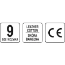 YATO Arbeitsschutzhandschuh, Größe 9, Leder-Baumwolle schwarz