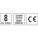 YATO Arbeitsschutzhandschuh, Größe 8, Leder-Baumwolle schwarz