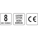 YATO Arbeitsschutzhandschuh, Größe 8, Leder-Baumwolle rot