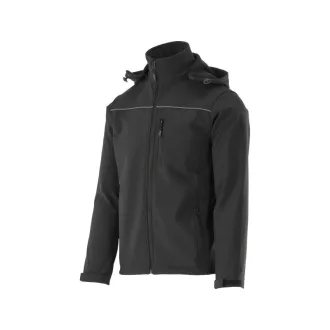   YATO Arbeitsschutz-Softshelljacke mit Kapuze, schwarz, Größe 2XL, 3 Taschen