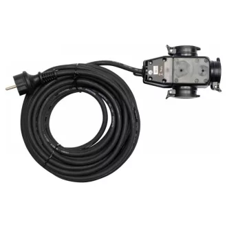   YATO Verlängerungsschaukelkabel gummiisoliert 3 Stecker 20 m 3 x 1,5 mm2