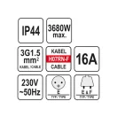 YATO Verlängerungsschaukelkabel gummiisoliert 3 Stecker 20 m 3 x 1,5 mm2
