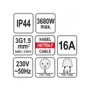 YATO Verlängerungsschaukelkabel gummiisoliert 3 Stecker 20 m 3 x 1,5 mm2
