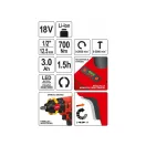 YATO Akku-Schlagschrauber 1/2" 700 Nm bürstenlos 18 V (1 x 3,0 Ah Akku + Ladegerät)