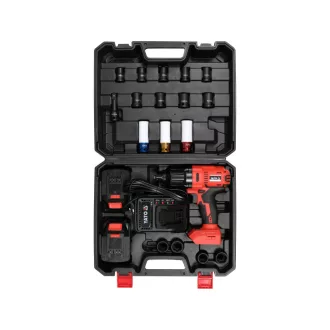   YATO Akku-Schlagschrauber-Set 21-teilig 1/2" 700 Nm 18 V Li-Ion (2 x 3,0 Ah Akku und Ladegerät)