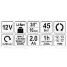 YATO Akku-Eckenschlagschrauber 3/8" 45 Nm 12 V Li-Ion (1 x 2,0 Ah Akku + Ladegerät)