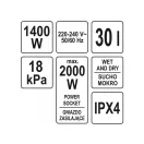 YATO Industriestaubsauger 30 Liter 1400W