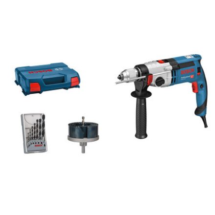 BOSCH Schlagbohrmaschine GSB 24-2 im Koffer + Holzbohrer- und Lochsägen-Set