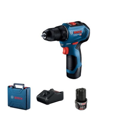 BOSCH Akku-Bohrschrauber GSR 12V-30 im Koffer (2 x 2,0 Ah Akkus + Schnellladegerät)