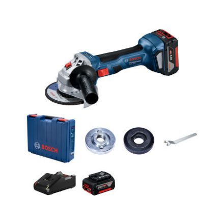 BOSCH Akku-Winkelschleifer 125 mm GWS 180-LI im Koffer (2 X 4,0 Ah Akkus + Schnellladegerät)