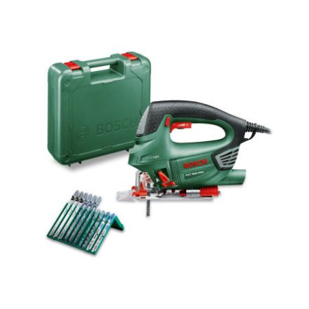 BOSCH Stichsäge PST 900 PEL im Bügelgriff-Koffer / 620 W + 10-teiliges Sägeblatt-Set