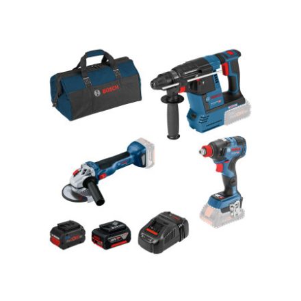 BOSCH Akku-Powerpack GBH + GDX + GWS + Tasche (1 x 5,0 Ah Akku + 1 x 8,0 Ah ProCore + Ladegerät)