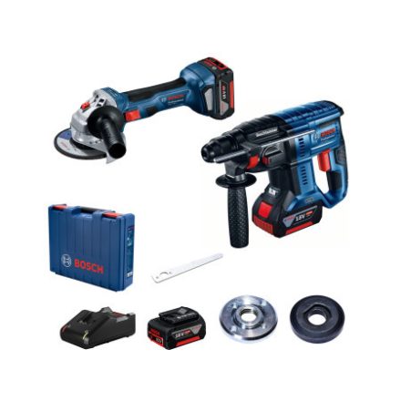 BOSCH Akku-Winkelschleifer GWS 180-LI + Akku-Bohrhammer GBH 180-LI (2 x 4,0 Ah Akkus + Ladegerät) XL