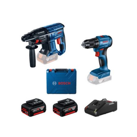 BOSCH Akku-Bohrschrauber GSR 185-LI + Akku-Bohrhammer GBH 180-LI (2 x 4,0 Ah Akkus + Ladegerät)