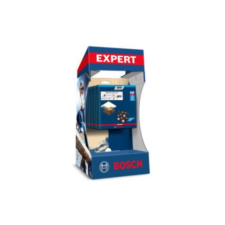 BOSCH EXPERT Schleifgitter Klettverschluss-Set, 7-teilig, 125 mm (10 Stück) in aufstellbarer Display-Box