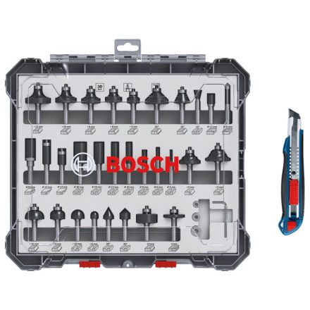 BOSCH Kanten- und Profilfräser-Set 15-teilig mit 8 mm Aufnahme + Geschenkmesser