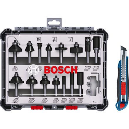 BOSCH Kanten- und Profilfräser-Set 30-teilig mit 8 mm Aufnahme + Geschenkmesser
