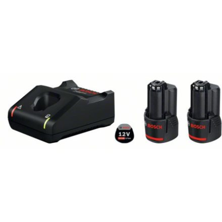 BOSCH Akkusatz GBA 12V / 2 x 2,0 Ah Akku + GAL 12V-40 Schnellladegerät