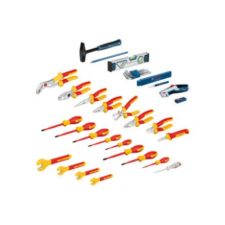 BOSCH Handwerkzeug-Set für Elektriker, 37-teilig im Koffer (21 VDE-Schraubendreher + 16 weitere Teile)