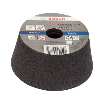 BOSCH Konische Schleifscheibe für großen Winkelschleifer 110/90 x 55 x 22,2 mm / P36