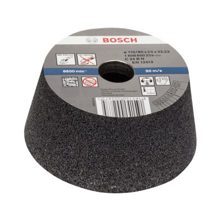 BOSCH Konische Schleifscheibe für großen Winkelschleifer 110/90 x 55 x 22,2 mm / P24