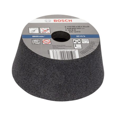 BOSCH Konische Schleifscheibe für großen Winkelschleifer 110/90 x 55 x 22,2 mm / P30