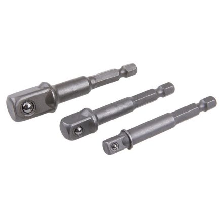 Steckschlüssel-Adaptersatz 3-teilig 1/4" Sechskant -> 1/4", 3/8", 1/2" Vierkant CrV
