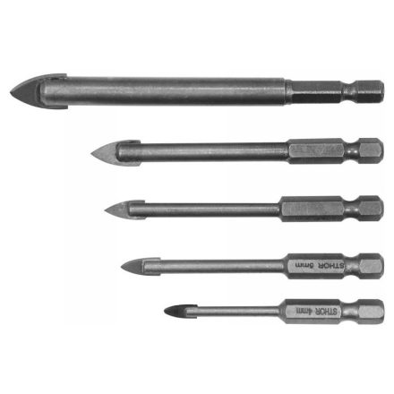 STHOR Glas- und Fliesenbohrer-Set 5-teilig (4, 5, 6, 8, 10 mm)