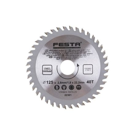 FESTA Sägeblatt für Holz 125 x 22,2 x 1,8 mm / 40T