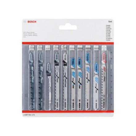 BOSCH Stichsägeblätter-Set 10-teilig T-Klemme (Holz, Metall, PVC)